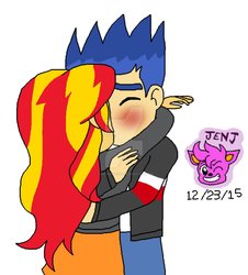 Size: 850x940 | Tagged: safe, artist:stella-exquisa, flash sentry, sunset shimmer, equestria girls, g4, female, kissing, male, ship:flashimmer, shipping, straight