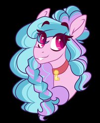 Size: 850x1050 | Tagged: safe, artist:crimmharmony, oc, oc only, oc:lillith star, pegasus, pony, black background, braid, bust, choker, cute, female, key, long mane, looking up, mare, simple background, solo