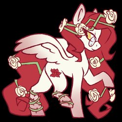 Size: 800x800 | Tagged: safe, artist:crimmharmony, oc, oc only, oc:rose diamond, pegasus, pony, black background, female, flower, flower in hair, glasses, looking back, mare, pose, rose, simple background, solo, spread wings, thorn, wings