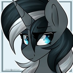 Size: 894x894 | Tagged: safe, artist:crimmharmony, oc, oc only, unnamed oc, pony, unicorn, bust, looking back, male, simple background, solo, stallion, white background