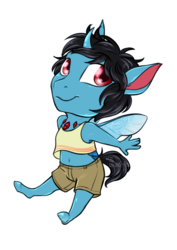 Size: 1244x1760 | Tagged: safe, artist:blackblood-queen, oc, oc only, changedling, changeling, hybrid, anthro, unguligrade anthro, anthro oc, chibi, clothes, commission, male, simple background, smiling, transparent background