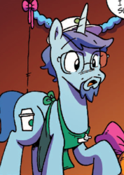 Size: 340x480 | Tagged: safe, artist:redstreakboy, idw, cuppa joe, pony, unicorn, g4, spoiler:comic, spoiler:comicholiday2015, facial hair, glasses, holiday special