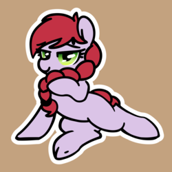 Size: 1280x1280 | Tagged: safe, artist:masserey, oc, oc only, oc:crab apple, earth pony, pony, bedroom eyes, braid, female, looking at you, mare, smiling, solo, sultry pose