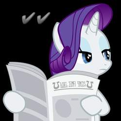 Size: 1600x1604 | Tagged: safe, rarity, pony, unicorn, g4, black background, female, i don't care, newspaper, rarity is not amused, reading, simple background, solo, unamused, whatsapp, whatsapp check marks