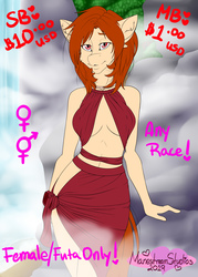 Size: 2500x3500 | Tagged: safe, artist:manestreamstudios, alicorn, earth pony, pegasus, unicorn, anthro, absolute cleavage, breasts, cleavage, clothes, commission, dress, female, futa, hair, herm, high res, intersex, mane, mist, red dress, rock, smiling, smirk, solo, tail, tree, waterfall, your character here