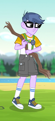 Size: 248x542 | Tagged: safe, screencap, microchips, equestria girls, g4, legend of everfree, legend of everfree - bloopers, camp everfree outfits, clothes, converse, cropped, glasses, legs, male, shoes, shorts, sneakers, socks, solo