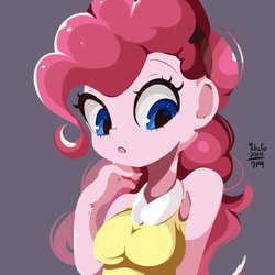 Size: 1432x1432 | Tagged: safe, alternate version, artist:tohupo, pinkie pie, human, equestria girls, g4, cropped, female, open mouth, sleeveless, solo