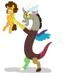 Size: 1024x1215 | Tagged: safe, artist:ashidaii, cheese sandwich, discord, pony, g4, duo, holding a pony, pride rock, simple background, transparent background