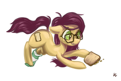 Size: 1280x853 | Tagged: safe, artist:drafthoof, artist:kovoranu, oc, oc only, oc:butter drop, earth pony, pony, butter, color, cute, drop, food, glasses, sai, solo