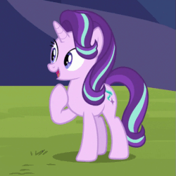 Size: 555x555 | Tagged: safe, edit, edited screencap, screencap, starlight glimmer, pony, unicorn, road to friendship, animated, blinking, cropped, cute, female, gif, glimmerbetes, hoof on chest, loop, mare, open mouth, raised hoof, smiling, solo, talking