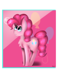 Size: 900x1000 | Tagged: safe, artist:melygatita, pinkie pie, pony, g4, bubble, butt fluff, chest fluff, female, solo