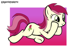 Size: 1940x1340 | Tagged: safe, artist:gradiusfanatic, roseluck, earth pony, pony, g4, female, hooves on cheeks, lying down, mare, prone, show accurate, solo