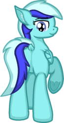 Size: 413x794 | Tagged: safe, artist:zeka10000, oc, oc only, oc:minty gamer, pegasus, pony, blank flank, butt, dock, ear fluff, featureless crotch, female, full body, looking back, mare, plot, request, requested art, simple background, smiling, solo, standing, transparent background