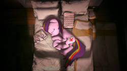 Size: 3840x2160 | Tagged: safe, artist:dreaming heart, oc, oc only, pony, unicorn, 3d, bed, commission, high res, sleeping, source filmmaker