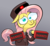 Size: 1106x1024 | Tagged: safe, artist:hotdiggedydemon, edit, editor:luzion, editor:zizzydizzymc, fluttershy, pegasus, pony, g4, anxiety, anxious, banned, bipedal, clothes, crossover, female, floppy ears, frown, glory to arstotzka, gradient background, gray background, hat, hoof hold, inspector, looking at you, mare, mismatched eyes, necktie, nervous, papers please, parody, simple background, solo, stamp, stamp of approval, uniform, vannamelon, wide eyes, youtube