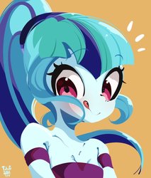 Size: 873x1024 | Tagged: safe, artist:tohupo, sonata dusk, equestria girls, g4, cute, female, looking at you, ponytail, smiling, solo, sonatabetes, tongue out