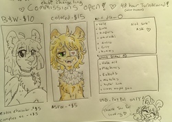 Size: 3551x2531 | Tagged: safe, artist:chibichangeling, oc, advertisement, commission info, high res, text, traditional art