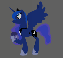Size: 594x550 | Tagged: safe, artist:iknowpony, princess luna, alicorn, pony, spider, g4, 3d, animated, blender, female, gif, lineless, mare, rotating, smiling, spread wings, wings