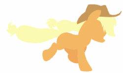 Size: 339x201 | Tagged: safe, artist:iknowpony, applejack, earth pony, pony, g4, animated, female, gif, hat, lineless, mare, running, solo