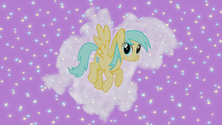 Size: 1920x1080 | Tagged: safe, artist:iknowpony, sunshower raindrops, pegasus, pony, g4, cloud, female, flying, looking at you, mare, smiling, stars