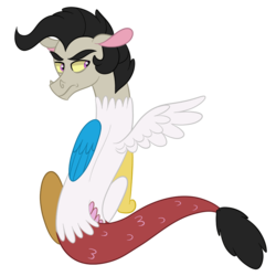 Size: 940x940 | Tagged: safe, artist:ashidaii, oc, oc only, oc:desorde, draconequus, hybrid, interspecies offspring, male, offspring, parent:discord, parent:princess celestia, parents:dislestia, simple background, solo, transparent background