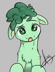 Size: 768x1000 | Tagged: safe, artist:thatdreamerarts, earth pony, pony, chest fluff, floppy ears, solo, tongue out