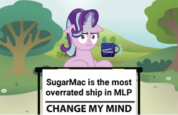 Size: 1024x664 | Tagged: safe, starlight glimmer, pony, g4, change my mind, implied big macintosh, implied shipping, implied straight, implied sugar belle, implied sugarmac, meme, op is a duck, op is trying to start shit