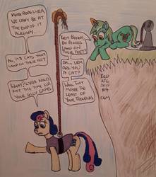 Size: 1307x1476 | Tagged: safe, artist:rapidsnap, bon bon, lyra heartstrings, sweetie drops, earth pony, pony, g4, oblivious, rope, this will not end well, traditional art