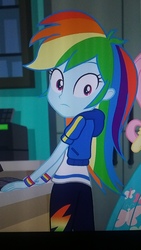Size: 2560x1440 | Tagged: safe, screencap, rainbow dash, equestria girls, equestria girls specials, g4, my little pony equestria girls: better together, my little pony equestria girls: forgotten friendship, female, looking at you, photo, picture of a screen