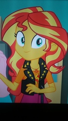 Size: 2560x1440 | Tagged: safe, screencap, sunset shimmer, equestria girls, equestria girls specials, g4, my little pony equestria girls: better together, my little pony equestria girls: forgotten friendship, clothes, geode of empathy, jacket, leather, leather jacket, looking at you, magical geodes