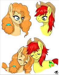Size: 6700x8600 | Tagged: safe, artist:radiancebreaker, bright mac, pear butter, pony, g4, absurd resolution, female, male, ship:brightbutter, shipping, simple background, straight, white background
