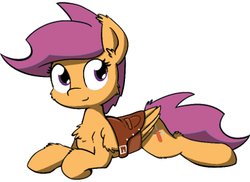 Size: 400x291 | Tagged: safe, artist:whatsapokemon, edit, scootaloo, pegasus, pony, g4, alternate cutie mark, bound wings, colored, female, flat colors, recolor, solo, wings