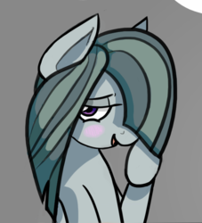 Size: 579x639 | Tagged: safe, artist:riggyrag, edit, marble pie, earth pony, pony, g4, bedroom eyes, blushing, bust, cropped, cute, female, flirting, marblebetes, mare, portrait, solo