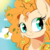 Size: 1500x1500 | Tagged: safe, artist:fajnyziomal, pear butter, earth pony, pony, g4, bust, cheek fluff, cloud, cute, ear fluff, female, flower, flower in hair, mare, messy mane, pearabetes, portrait, sky, solo, sun, twig