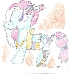 Size: 863x918 | Tagged: safe, artist:ptitemouette, kerfuffle, pony, g4, my little pony: rainbow roadtrip, amputee, prosthetic leg, prosthetic limb, prosthetics