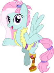 Size: 1692x2276 | Tagged: safe, artist:sketchmcreations, kerfuffle, pegasus, pony, g4, rainbow roadtrip, amputee, female, flying, mare, open mouth, palindrome get, pincushion, prosthetic leg, prosthetic limb, prosthetics, show accurate, shrug, simple background, smiling, solo, tail wrap, transparent background, vector