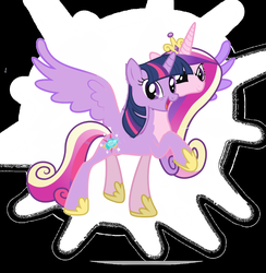 Size: 1254x1285 | Tagged: safe, artist:theunknowenone1, princess cadance, twilight sparkle, alicorn, pony, g4, fusion, twilight sparkle (alicorn)