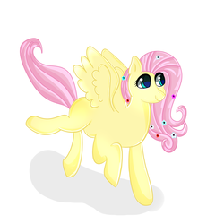 Size: 3000x3000 | Tagged: safe, artist:rain wing, fluttershy, pony, g4, cute, female, flower, high res, simple background, solo, white background, wings