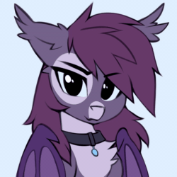 Size: 600x600 | Tagged: safe, artist:share dast, oc, oc only, oc:pestyskillengton, bat pony, pony, :p, animated, collar, cute, ear flick, female, frame by frame, gif, mare, simple background, solo, tongue out