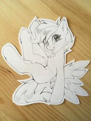 Size: 3024x4032 | Tagged: safe, artist:share dast, scootaloo, pegasus, pony, g4, craft, female, filly, papercraft, pencil drawing, photo, solo, traditional art
