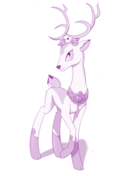 Size: 938x1280 | Tagged: safe, artist:dstears, king aspen, deer, pony, g4, antlers, atg 2019, male, monochrome, newbie artist training grounds, simple background, smiling, solo, white background