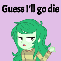 Size: 1080x1080 | Tagged: safe, wallflower blush, equestria girls, equestria girls series, forgotten friendship, g4, bad meme, depression, female, guess i'll die, implied suicide, meme, op is on drugs, solo, suicidal