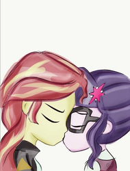 Size: 492x648 | Tagged: safe, artist:samyvillaly, sci-twi, sunset shimmer, twilight sparkle, equestria girls, g4, duo, female, kiss on the lips, kissing, lesbian, ship:sci-twishimmer, ship:sunsetsparkle, shipping