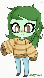 Size: 540x960 | Tagged: safe, artist:samyvillaly, wallflower blush, equestria girls, equestria girls specials, g4, my little pony equestria girls: better together, my little pony equestria girls: forgotten friendship, blushing, chibi, clothes, cute, female, oversized clothes, solo, sweater