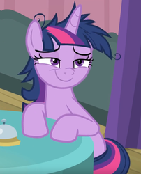 Size: 839x1037 | Tagged: safe, screencap, twilight sparkle, alicorn, pony, a trivial pursuit, g4, cropped, female, mare, messy mane, solo, twilight snapple, twilight sparkle (alicorn)