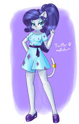 Size: 2000x3100 | Tagged: safe, artist:melliedraws, rarity, abyssinian, cat, anthro, equestria girls, equestria girls specials, g4, my little pony equestria girls: better together, my little pony equestria girls: spring breakdown, abyssinianized, catified, clothes, dress, female, high res, raricat, solo, species swap, tail ring