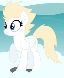 Size: 749x899 | Tagged: source needed, safe, artist:rainbowsurvivor, oc, oc only, oc:cloudstrider, pegasus, pony, fallout equestria, aryan pony, blonde, blue eyes, cloud, enclave, female, mare, smiling, solo