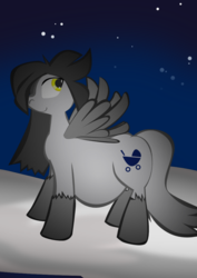 Size: 744x1052 | Tagged: safe, artist:the-freezer-fox, oc, oc:saph, pegasus, pony, belly, female, ponified, ponysona, pregnant, snow