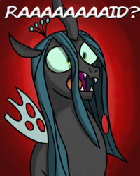 Size: 2400x3000 | Tagged: safe, artist:saburodaimando, queen chrysalis, changeling, changeling queen, g4, bug spray, female, high res, kills bugs dead, newbie artist training grounds, oh crap, raid (insecticide), scared, this will end in death