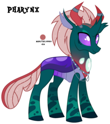 Size: 1994x2234 | Tagged: safe, artist:x-dainichi-x, pharynx, changedling, changeling, g4, alternate design, horn, horn ring, jewelry, necklace, prince pharynx, simple background, solo, transparent background